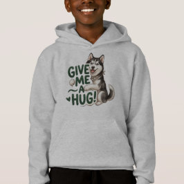 Camiseta Lindo Design de Husky Kawaii Me Dando um Abraço