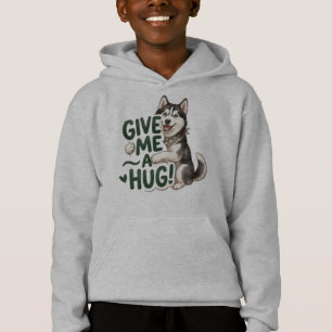 Camiseta Lindo Design de Husky Kawaii Me Dando um Abraço