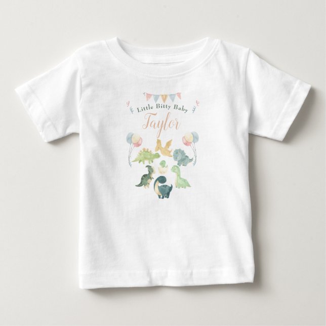 Camiseta Lindo Dinossauro Aquarela Bebê Personalizado (Frente)