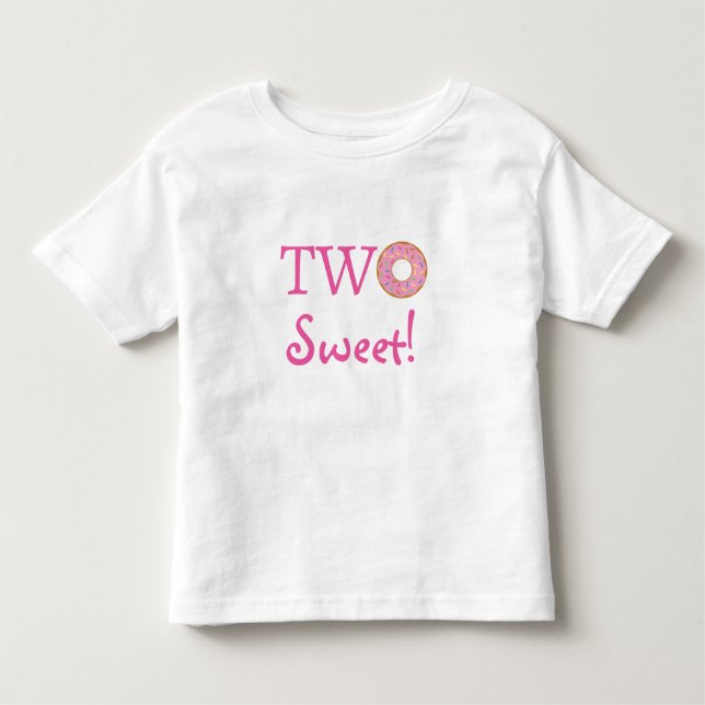 Camiseta Lindo Dois Aniversário de 2 Anos Doce Rosa Donut (Frente)