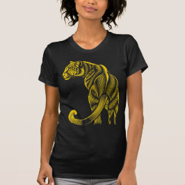 Camiseta Lindo Estampa de Leopardo Tendência Dourado