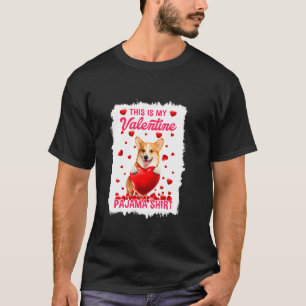 Camiseta Lindo Este É Meu Pijama de São Valentão Corgi Cach