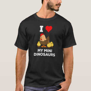 Camiseta Lindo Eu Amo Coração Meus Mini Dinossauros Frangos
