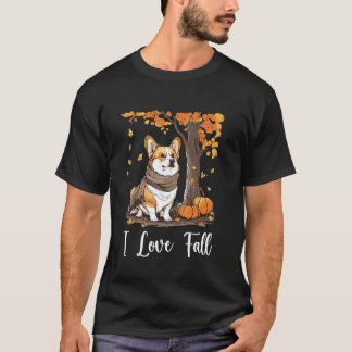 Camiseta Lindo Eu Amo Outono Abóbora Halloween Corgi Mãe Ca