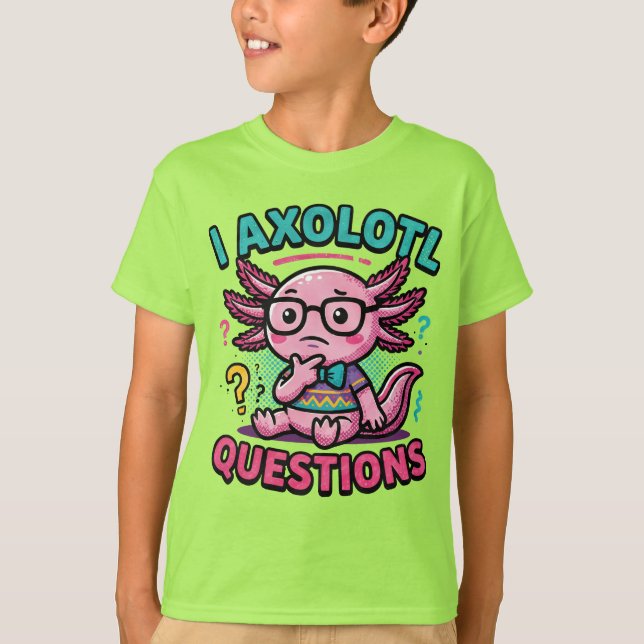 Camiseta Lindo Eu Perguntas de Axolote nerd asteca com ócul (Frente)