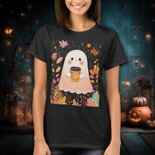 Camiseta Lindo Fantasma de Outono com Café de Abóbora – Out