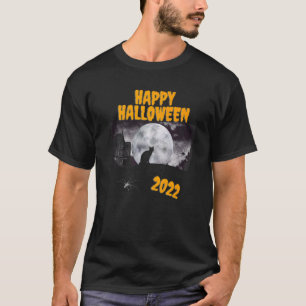 Camiseta Lindo Gato de Halloween Aranhas Casa Assustadora 2
