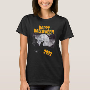Camiseta Lindo Gato de Halloween Aranhas Casa Assustadora 2
