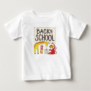 Camiseta Lindo Girafa e Macaco de Volta às Aulas Fique Segu