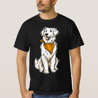 Camiseta Lindo Golden Retriever Branco com Lenço de Abóbora