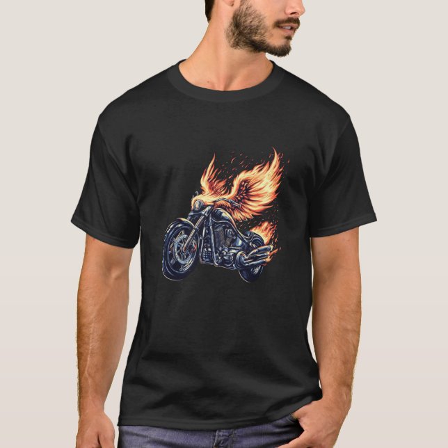Camiseta Lindo Gráfico de Moto Phoenix Pássaro (Frente)
