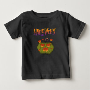 Camiseta Lindo Halloween assustador elegante verde & laranj
