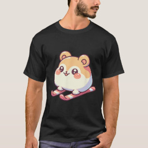 Camiseta Lindo hamster de esqui kawaii gordinho encosta alp