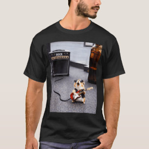 Camiseta Lindo hamster roqueiro violão engraçado punk rock'