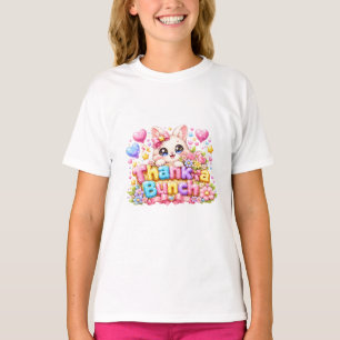 Camiseta Lindo Kawaii Obrigado por Tudo Nome do Gato Rosa P
