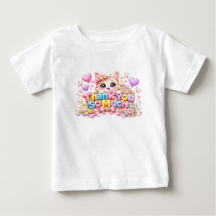Camiseta Lindo Kawaii Obrigado Um Monte Nome do Gato Rosa P