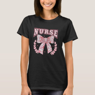 Camiseta Lindo Laço Cor-de-Rosa Coquete Meninas Enfermeira