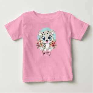 Camiseta Lindo Leopardo com Flores Personalizado