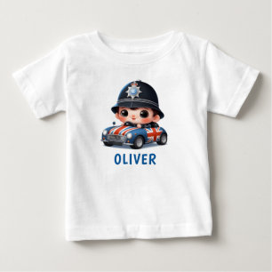 Camiseta Lindo Menino da Polícia Britânica Dirigindo 