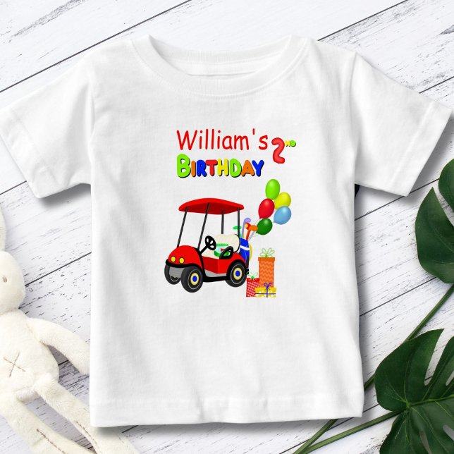 Camiseta Lindo Menino de 2 Anos de Idade com Carrinho de Go (Criador carregado)