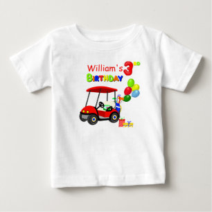 Camiseta Lindo Menino de Carrinho de Golfe Vermelho de 3º A