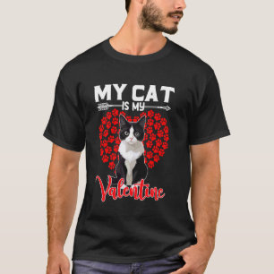 Camiseta Lindo Meu Gato É Meu Namorado Gato Tuxedo Corações