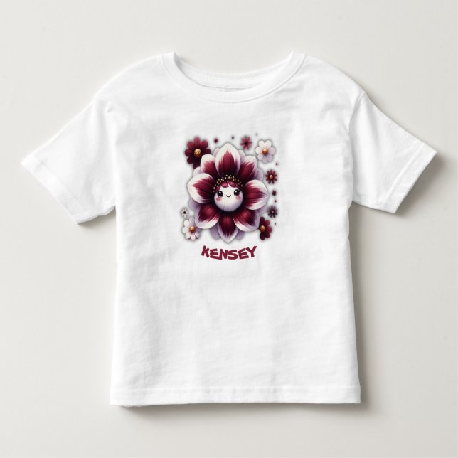 Camiseta Lindo Monograma em Flores Burgundy e Branco | (Frente)