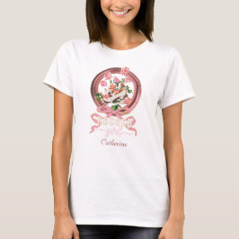 Camiseta Lindo Nome de Sapato com Laço e Rosas Rosa Clássic