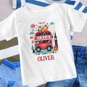 Camiseta Lindo ônibus de dois andares de Londres e bebês en