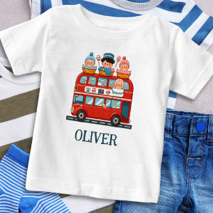 Camiseta Lindo ônibus de dois andares de Londres e bebês en