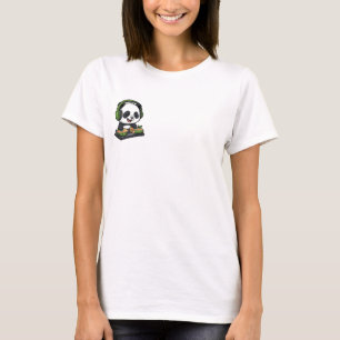 Camiseta Lindo Panda de Desenho Animado DJ Misturando Músic