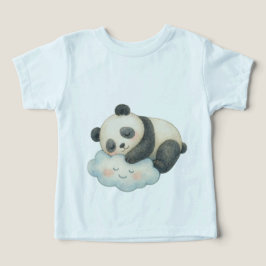 Camiseta Lindo Panda Sonolento na Nuvem Aquarela