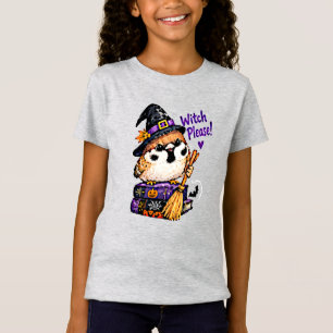 Camiseta Lindo Passarinho Chibi Halloween Bruxa Por Favor