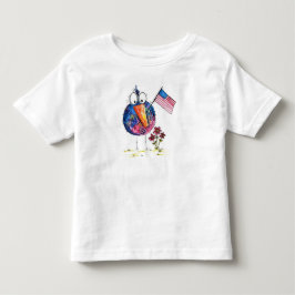 Camiseta Lindo Pássaro Patriótico Caprichoso com Bandeira