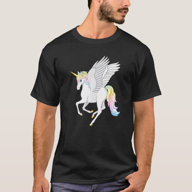 Camiseta Lindo Pegacorn Cavalo Voador Arco-íris Unicórnio P (Frente)