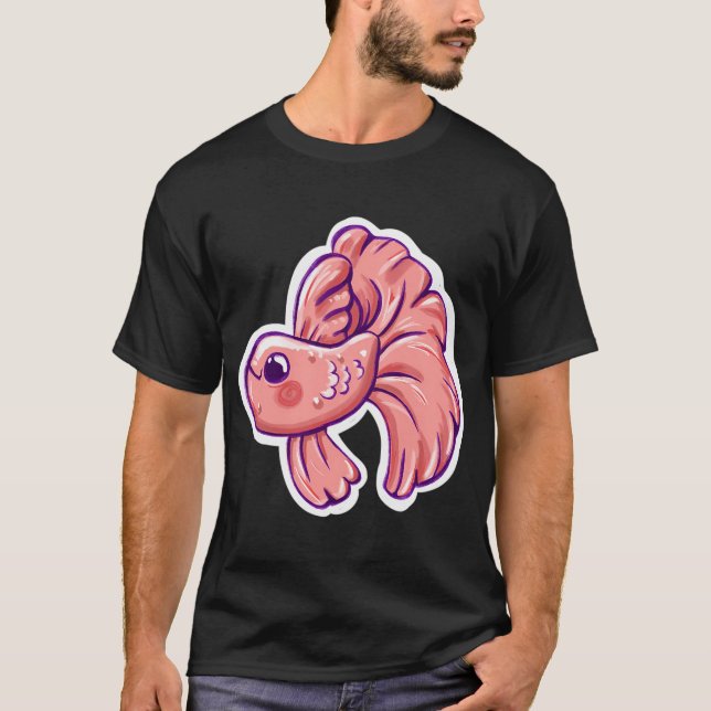 Camiseta Lindo peixe betta kawaii rosa (Frente)