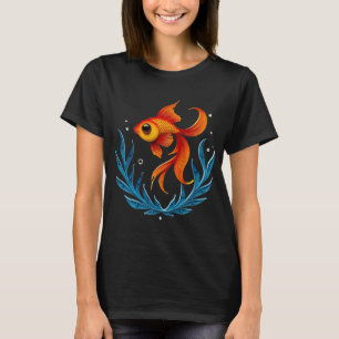Camiseta Lindo Peixe Dourado Laranja Quilling Artesanato em
