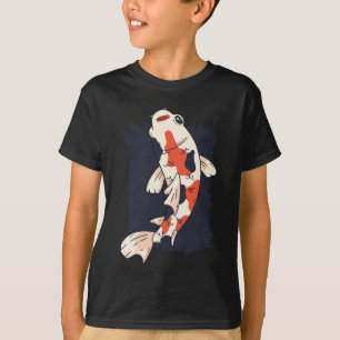 Camiseta Lindo Peixe Koi com Cores Vermelho Branco Preto