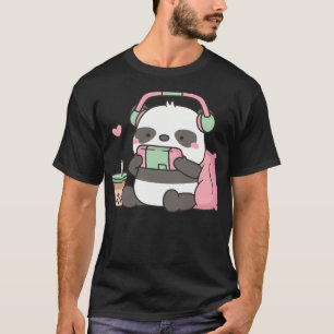 Camiseta Lindo Pequeno Panda Gamer Com Fones de Ouvido