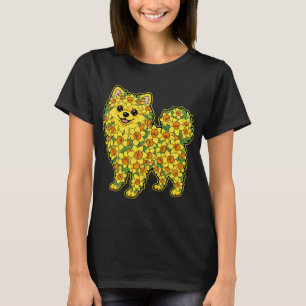 Camiseta Lindo Pomerânia Engraçado Flor Cachorro Narciso Fl