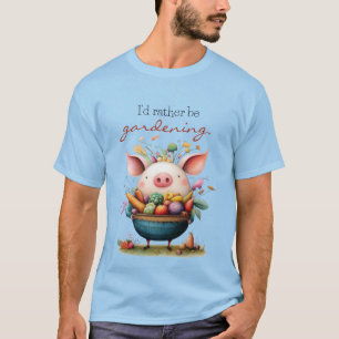 Camiseta Lindo Porco Caprichoso "Eu Preferiria Estar Jardin
