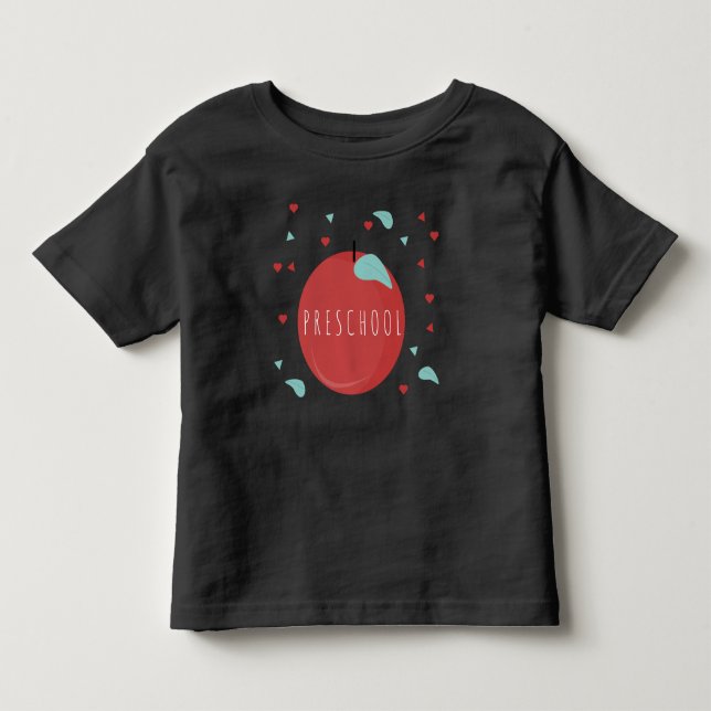 Camiseta Lindo pré-escolar volta às aulas Maçã (Frente)