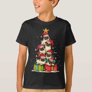 Camiseta Lindo Pug Cachorro Árvore de Natal Xmas Chapéu Man