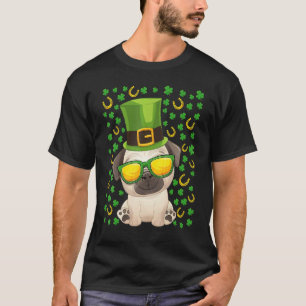 Camiseta Lindo Pug Dia de São Patrício Chapéu Shamrock Aman