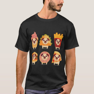 Camiseta lindo pug, engraçado pug, sorvete pug, taco pug, b
