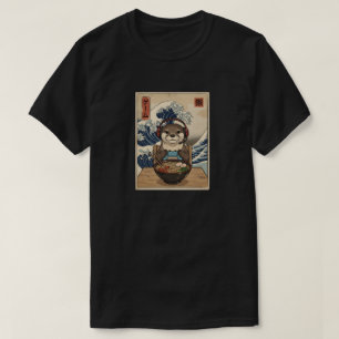 Camiseta lindo ramen japonês lontra asiática de unhas curta