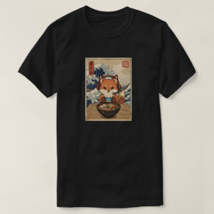 Camiseta lindo ramen japonês raposa japonesa jogos retrô