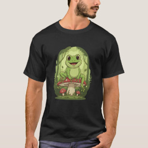 Camiseta Lindo Sapo Kawaii No Cogumelo Floresta Fungo Longo