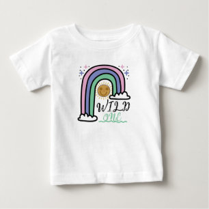 Camiseta Lindo Selvagem Um Arco-íris Sol Primeiro Aniversár