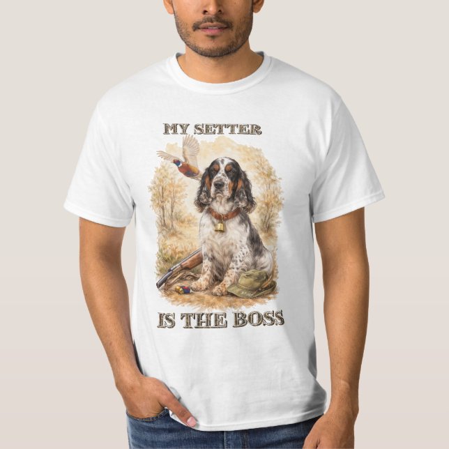 Camiseta Lindo Setter com Faisões, Arte (Frente)